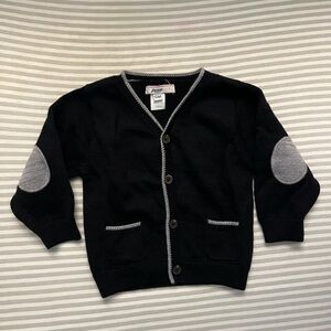 Jacadi Black Wool Blend Cardigan with Gray Arm Patches